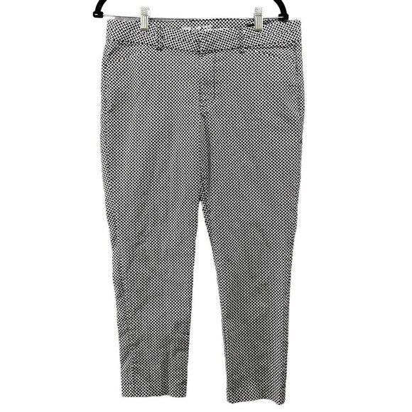 GAP Slim City Trouser Pants Womens 10 Black White Checker Mid Rise Cropped - Picture 1 of 12